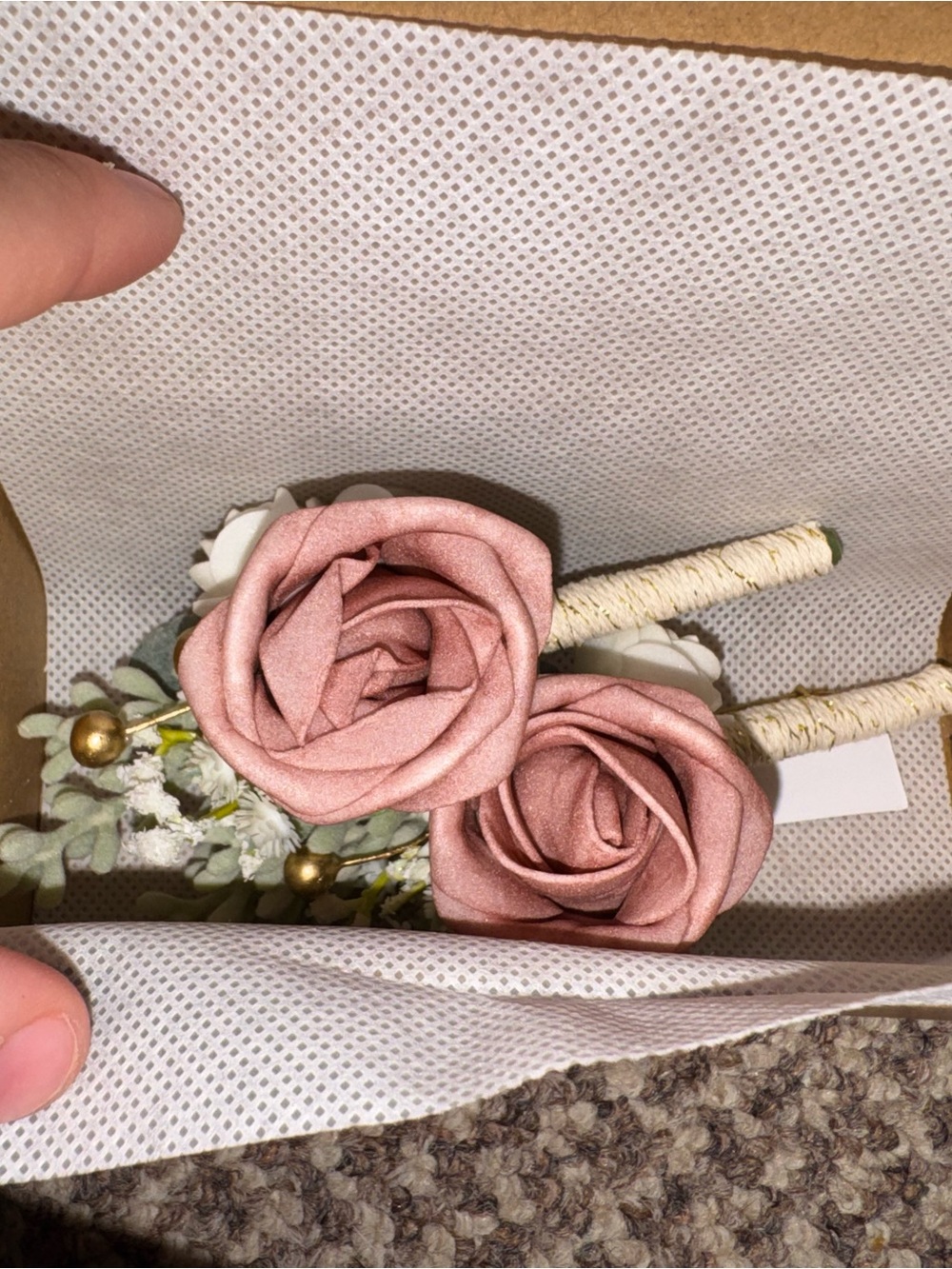 Men's Dusty Rose Fabric Boutonniere - Lings Moment